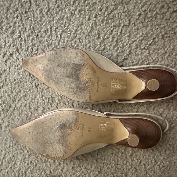 CHANEL Beige and Red Pointed Toe Heels - Picture 3 of 4